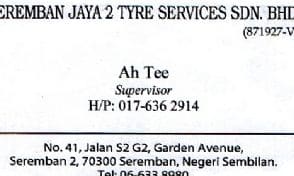 Seremban Jaya 2 Tyres Services Sdn. Bhd. 1 seremban jaya 2 tyres services sdn bhd